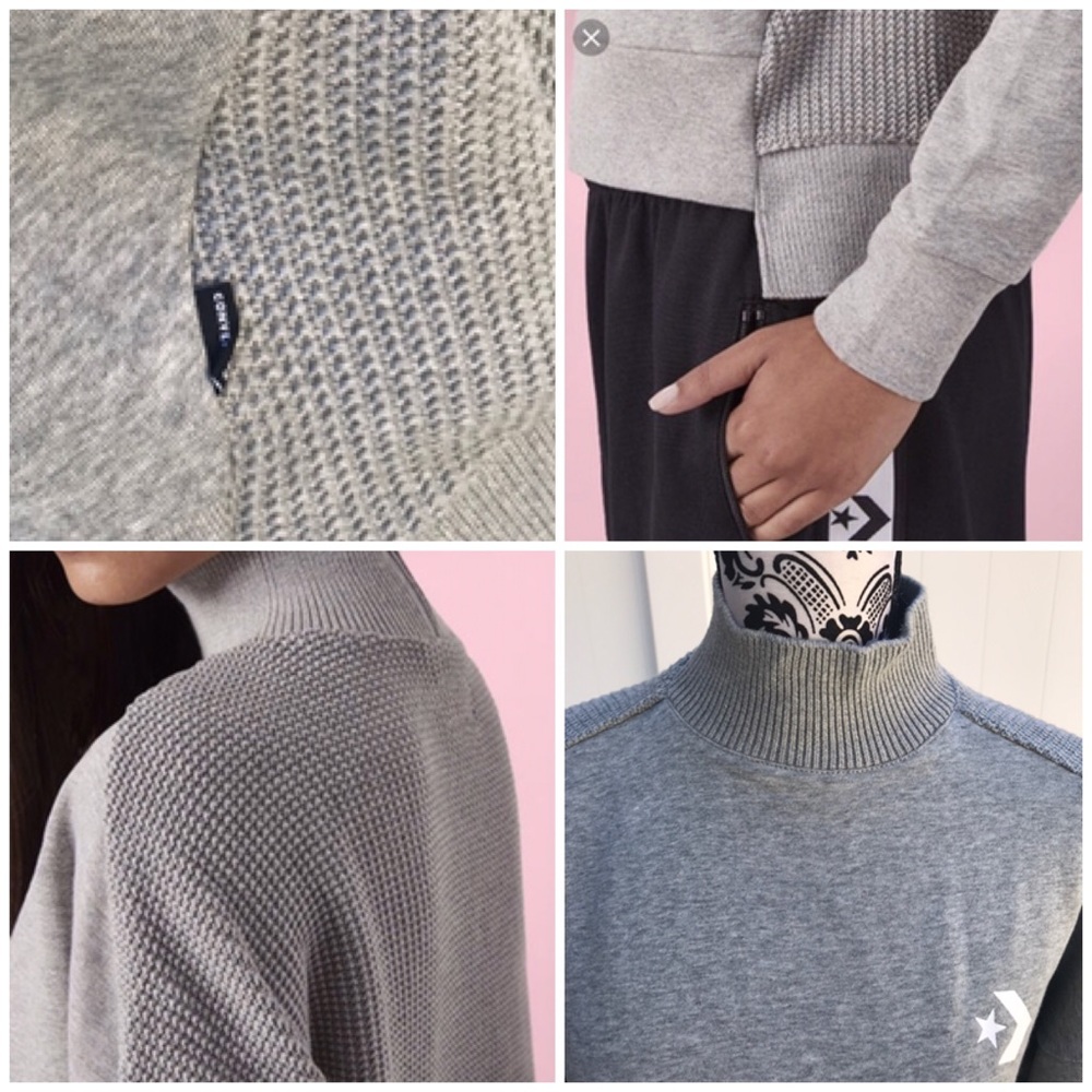 NWT Converse Women’s Sweater Knit Mock Grey - Picture 7 of 8